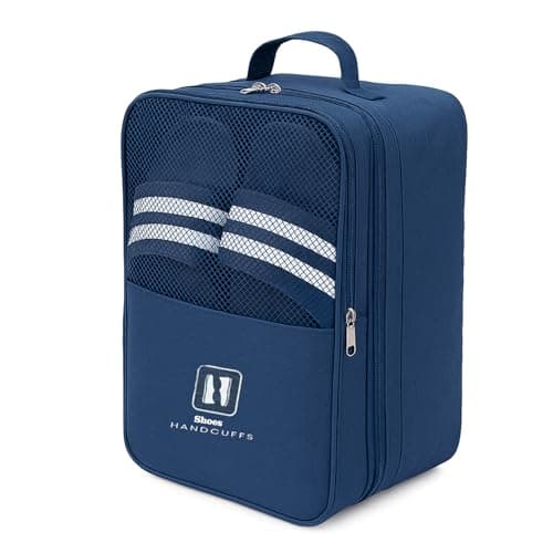 Handcuffs Travel Shoe Bag for Men and Women |Waterproof Footwear Organizer Pouch for Sandals, Slippers & Shoes | Storage |Packing Accessory for Luggage & Suitcases (Dark Blue)