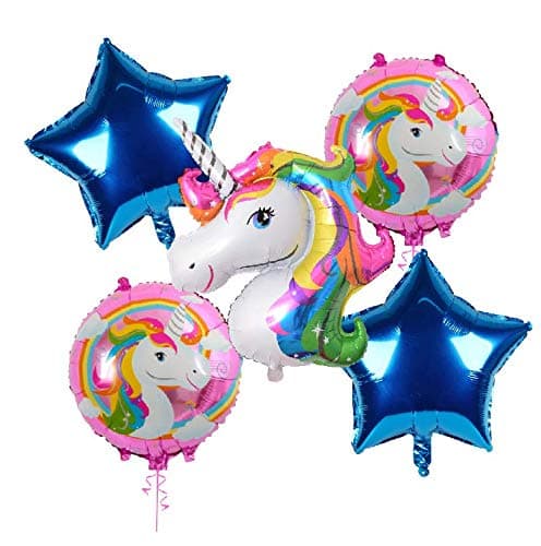 HK balloons® Magical Unicorn Balloon Bouquet 5pc Birthday Decoration for Girls Unicorn Balloon Set for Kids(Unicorn Themed)