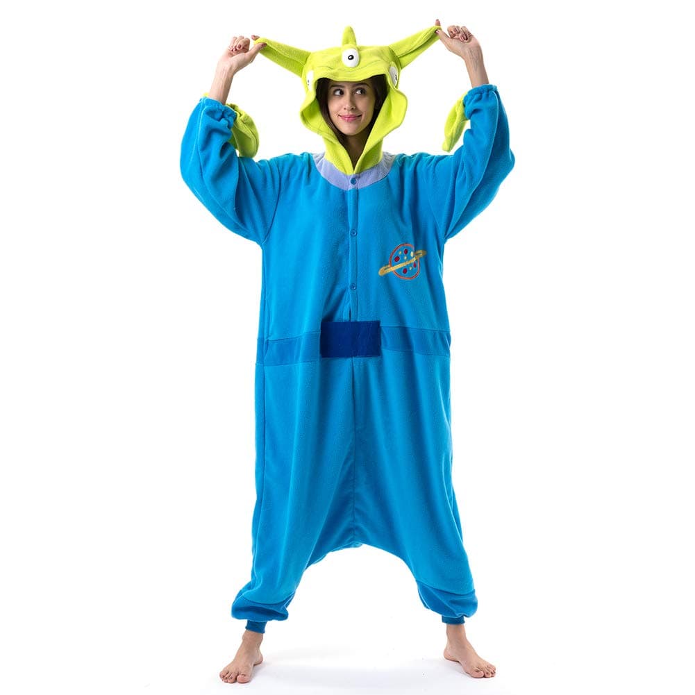 Beauty Shine Unisex Adult Onesie One Piece Pajamas Cosplay Cartoon Costume Halloween Christmas Sleepwear Jumpsuit Plush HomewearAliens Small