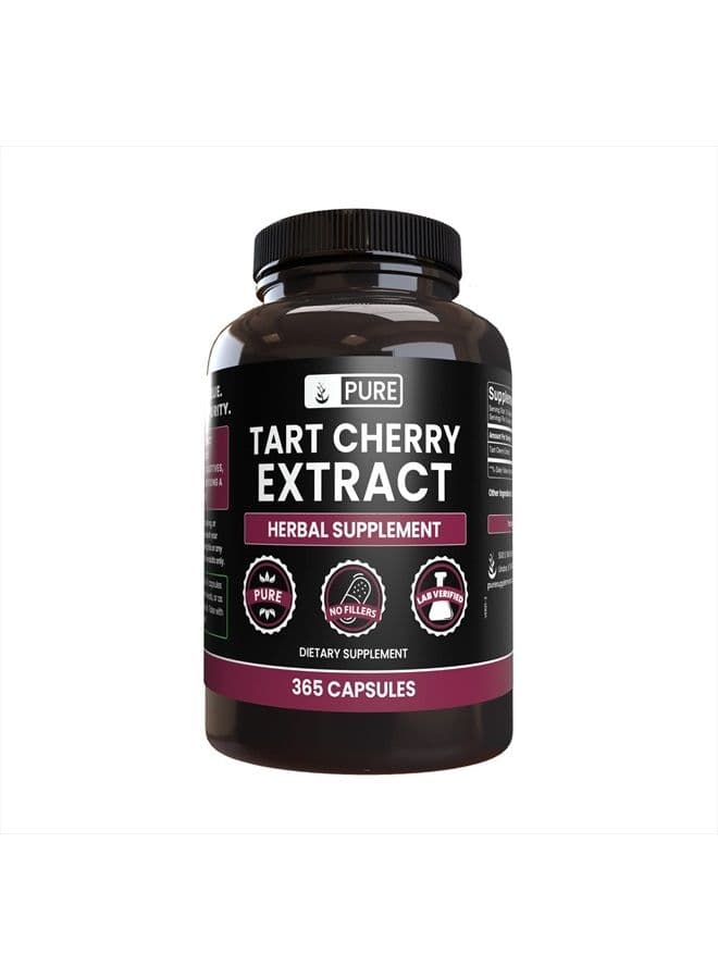 Tart Cherry Extract (365 Capsules) No Magnesium Or Rice Fillers, Always Pure, Lab Verified