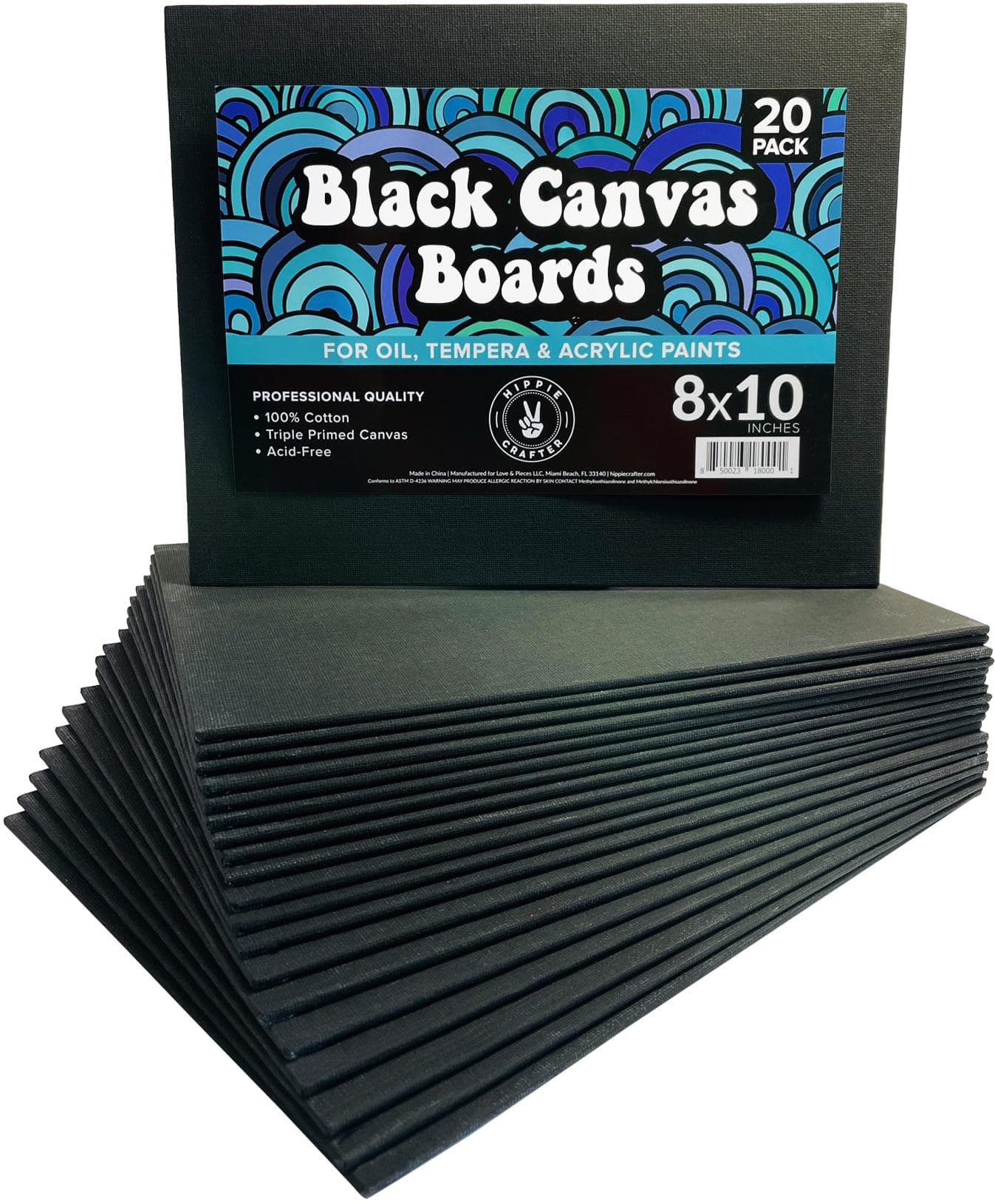 Black Canvas Panels for Painting 20 Pack 8x10 Inch GessoPrimed Boards for Oil Acrylic Watercolor Blank Art Canvas for Artists