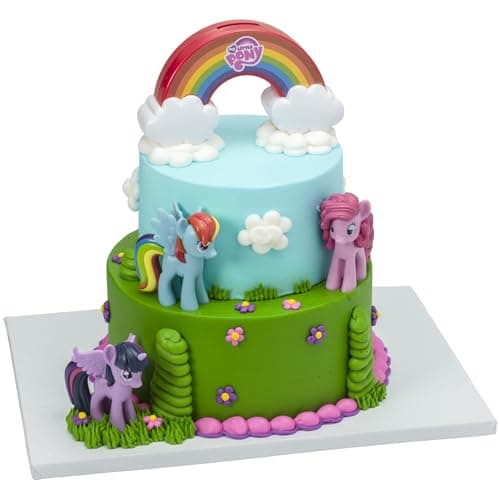 DecoSet My Little Pony Over The Rainbow Signature Cake Topper 4 Piece Decoration Dash Pinkie Pie and Twilight Sparkle Coin Bank Collectable Figurines For Birthday