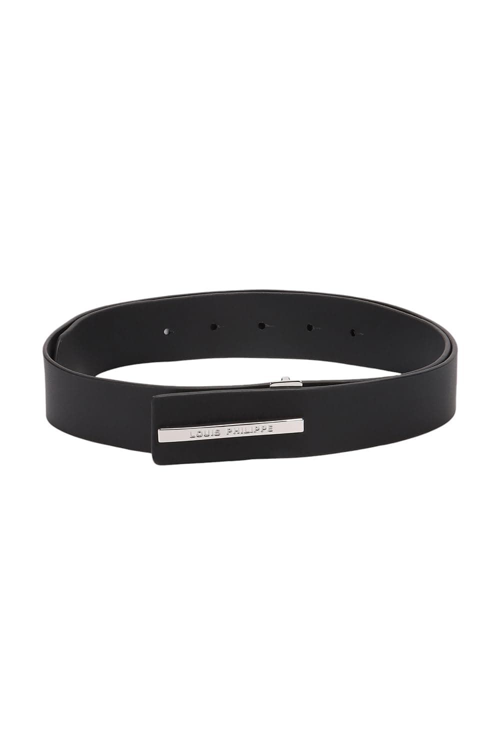 Louis Philippe Men 100% Italian Leather Shiny Nickel Buckle Formal Profile Belt
