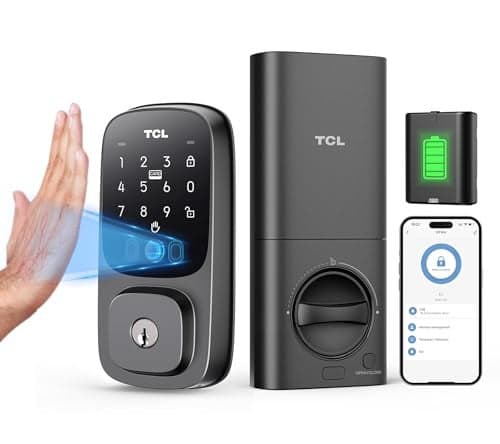 TCL D1 Pro Palm Vein Smart Lock Keyless Entry Door Lock Upgraded Rechargeable Battery Front Door Smart deadboalt App Remote Control AutoLock Waterproof Works with Alexa