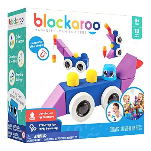 Blockaroo Magnetic Foam Building Blocks 13Piece Roadster Bath Toys for Toddlers Preschool Toys Bathtub Toys Sensory Toys Blocks for Toddlers 35 Engineering Toys for Kids 35 Bath Blocks