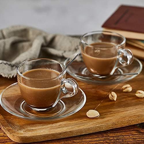 Korona Crystal Glass Tea Coffe Cup with Saucer190 ml Cups6 Saucers6 Pack of 12 Classic