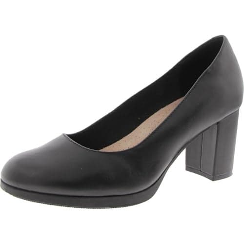 Clarks Women's Bayla Skip Pump, Black Leather, 11