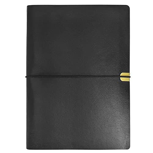 KAFENDA Refillable Leather Notebook Comes with 80 Sheets/160 Pages, A5 Binder 6 Ring, PU Vegan Leather Cover,5.6" x 8.2"(Black)