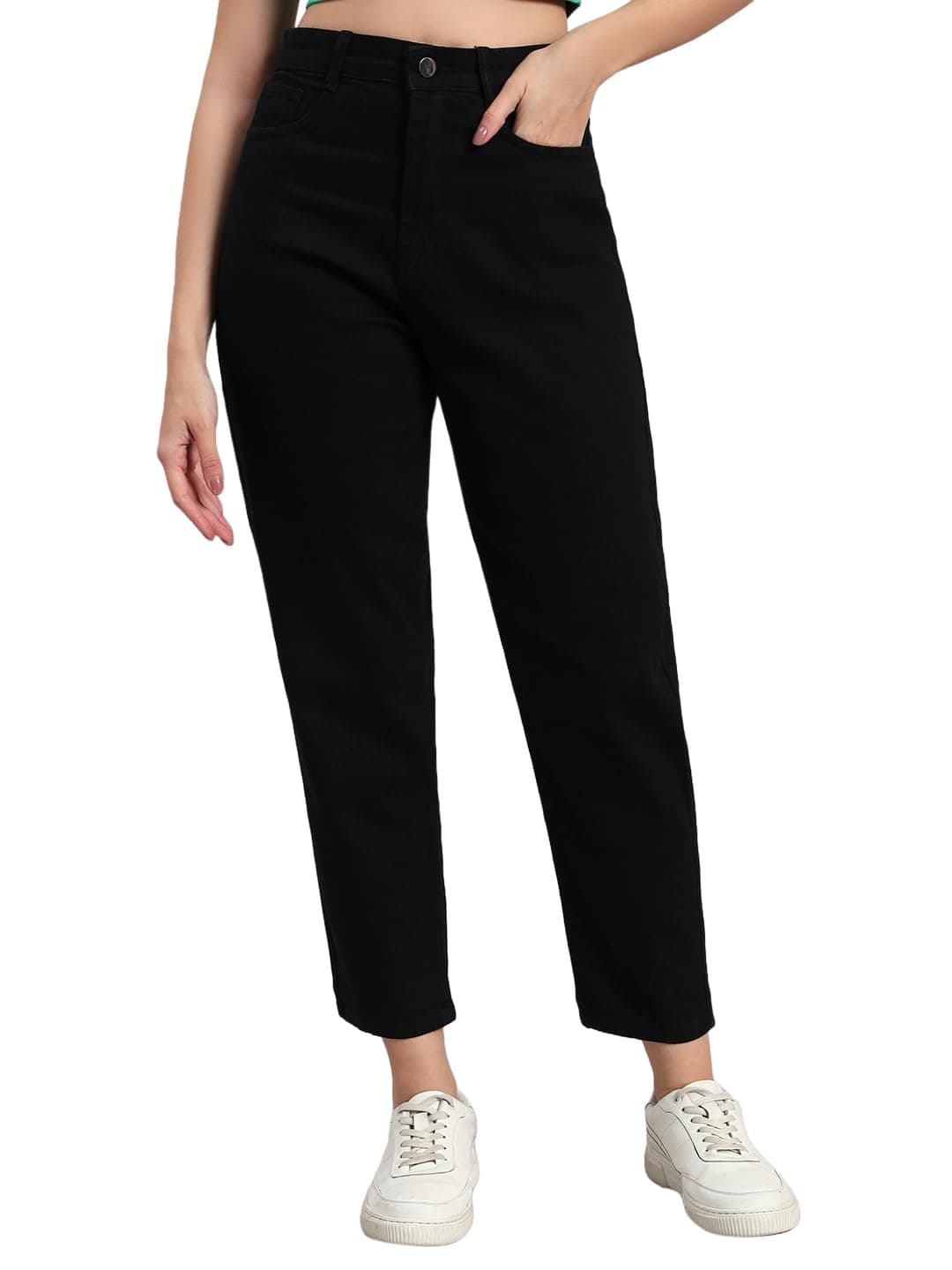 RAGZO Mom Fit Black High Waist Jeans Pant for Women