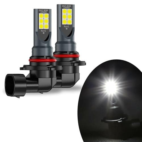 Nowkont Pack2 Car 9005 LED Fog Light Bulb 1500LM 303012SMD 360 Degree Lighting High Brightness Tail Light 50000H 6000K Stable Light Source Reversing Light Universal for Most Cars White