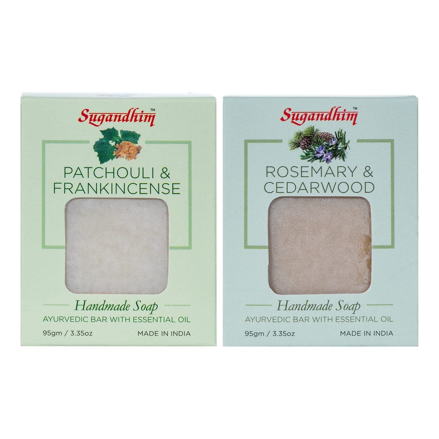 Sugandhim Patchouli Frankincense Rosemary Cedarwood Handmade Ayurvedic Soap95gmsPack of 2