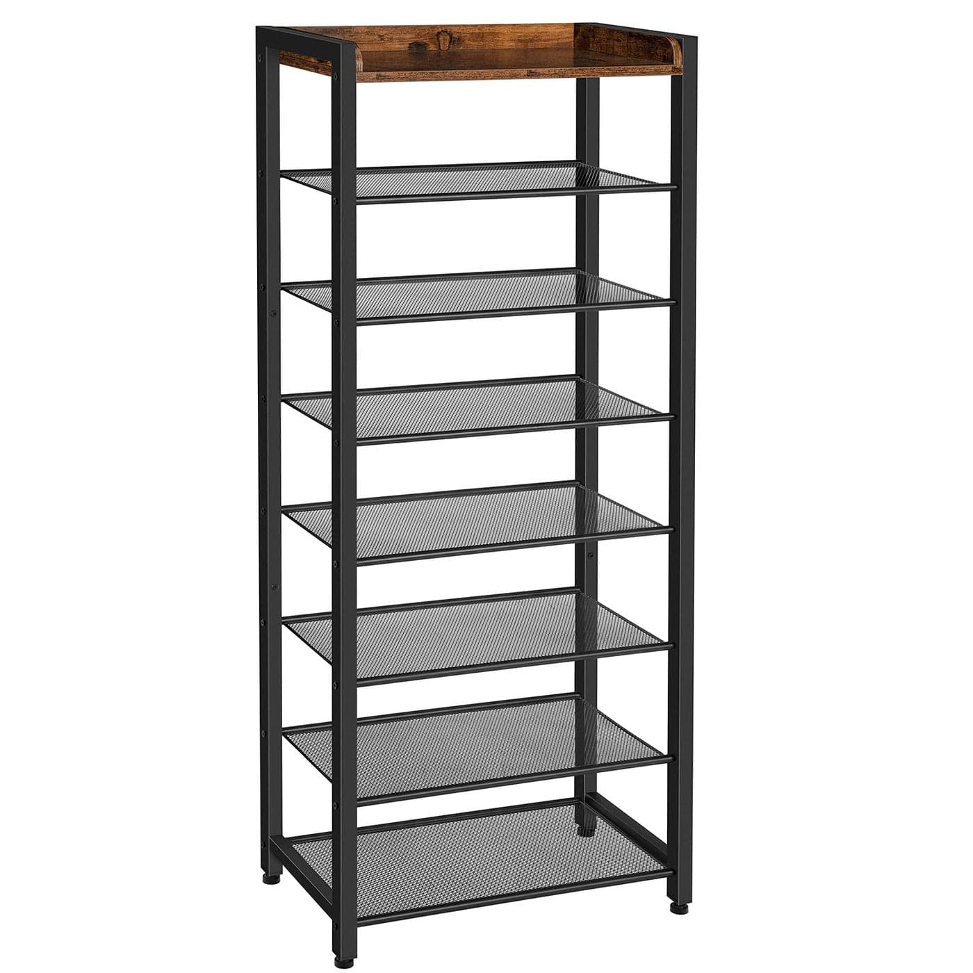 HOOBRO Shoe Rack 8Tier Shoe Storage Organizer Narrow Shoe Shelf Saving Space Stable and Sturdy Hold 1416 Pairs of Shoes for Entryway Hallway Living Room Rustic Brown BF48XJ01