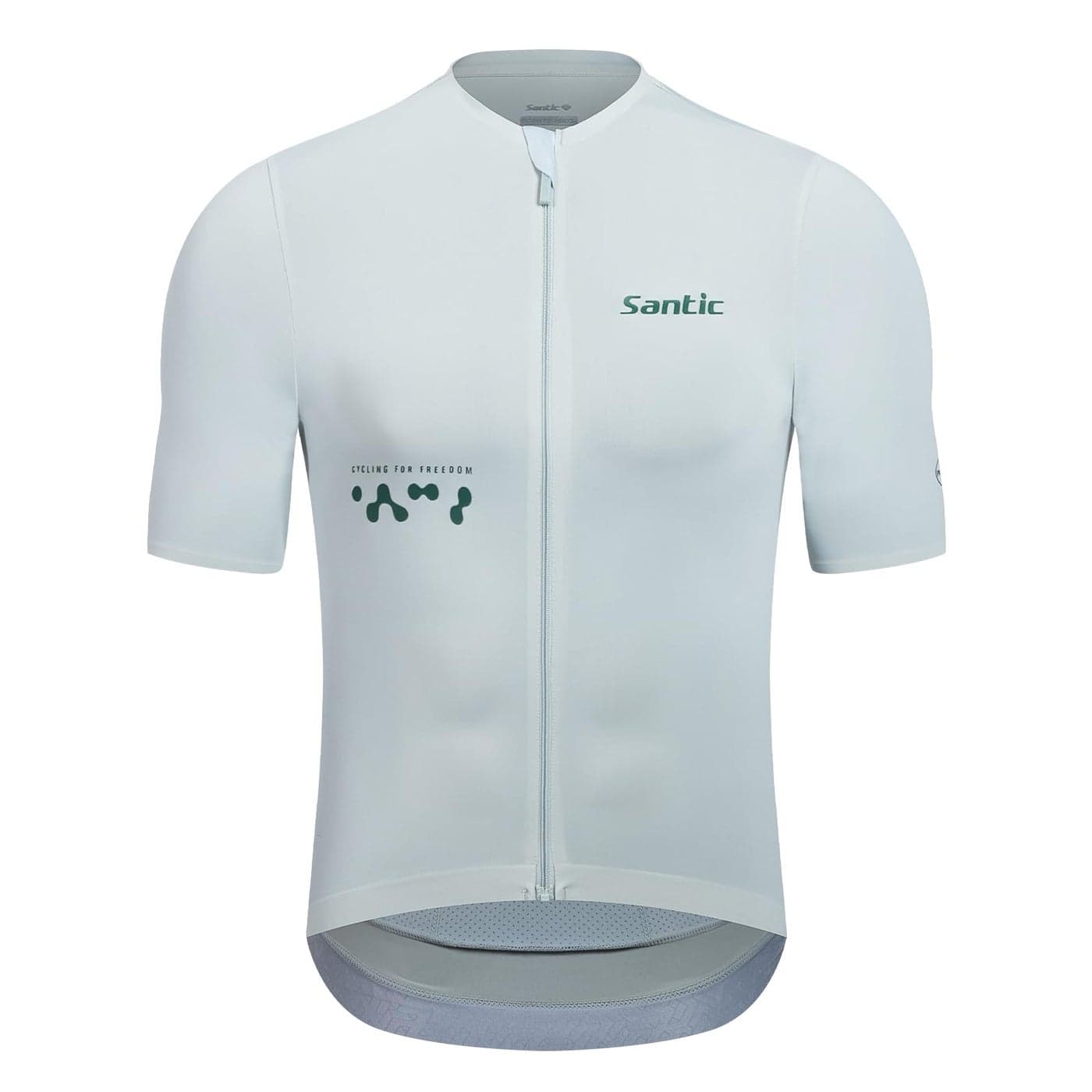 Santic Mens Cycling Jersey Short Sleeve Tops Bicycle Bike Shirt Full Zipper UPF 50 Bicycle Jersey with Pockets Blue
