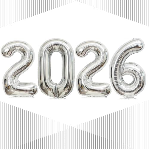 32 Inch Silver 2026 Balloons Gaint 2026 Number Balloons for New Year Eve Party Supplies New Years Decorations Christmas Graduations Decorations