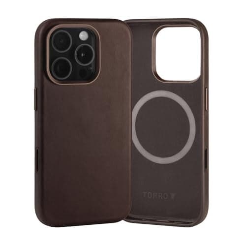TORRO Case Compatible with iPhone 16 Pro Max Premium Leather MagSafe Charging Compatible Slim Bumper Case Dark Brown