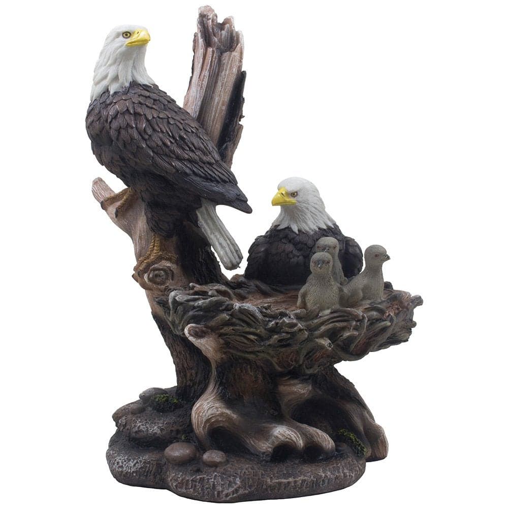 Bocianelli Patriotic American Bald Eagle Family Statue in Rustic Home Decor Sculptures Figurines and Wildlife Bird Gifts