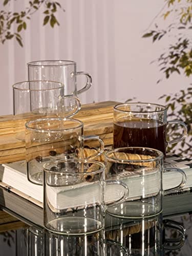Goodhomes Glass Tea Cups Coffee Mugs Set of 6 Pieces 150ml DM002B