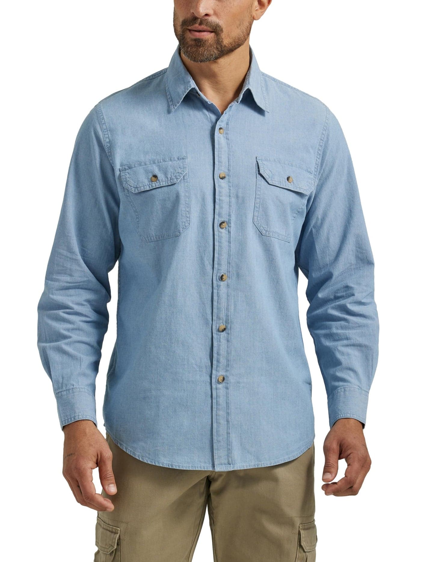 Long Sleeve Classic Woven Shirt, Light Chambray, Small