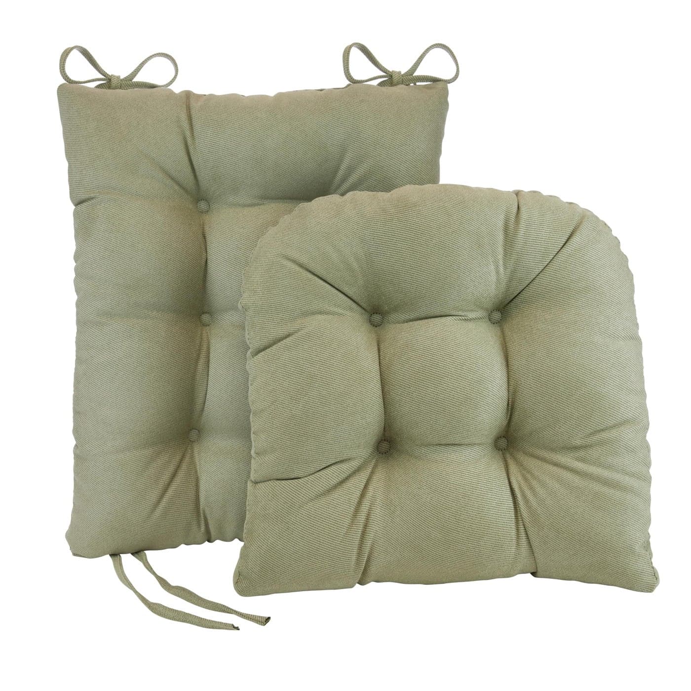 Klear Vu Omega NonSlip Rocking Chair Cushion Assembled in USA Thick Tufted Design Includes Seat Pad Back Pillow with Ties 17x17 Inches 2Piece Set Twillo Thyme 2 Count