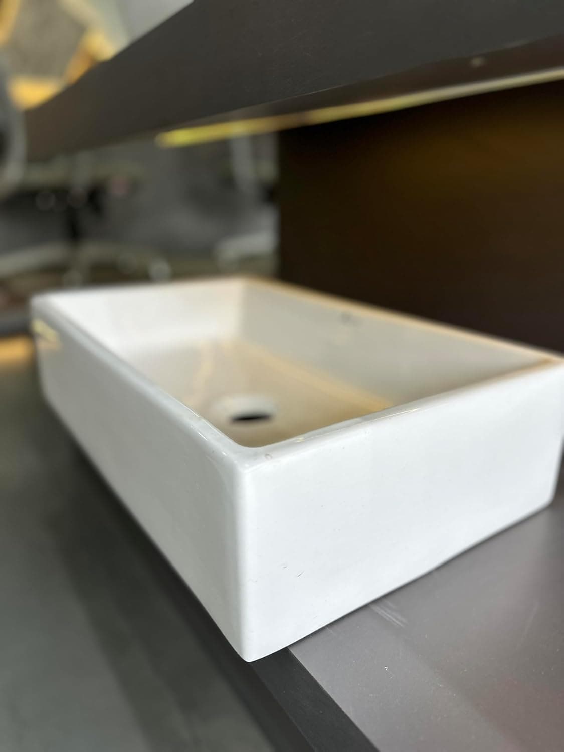 Alord rectangle basin Modern Rectangular Ceramic Vessel Sink White Above Counter Bathroom Basin