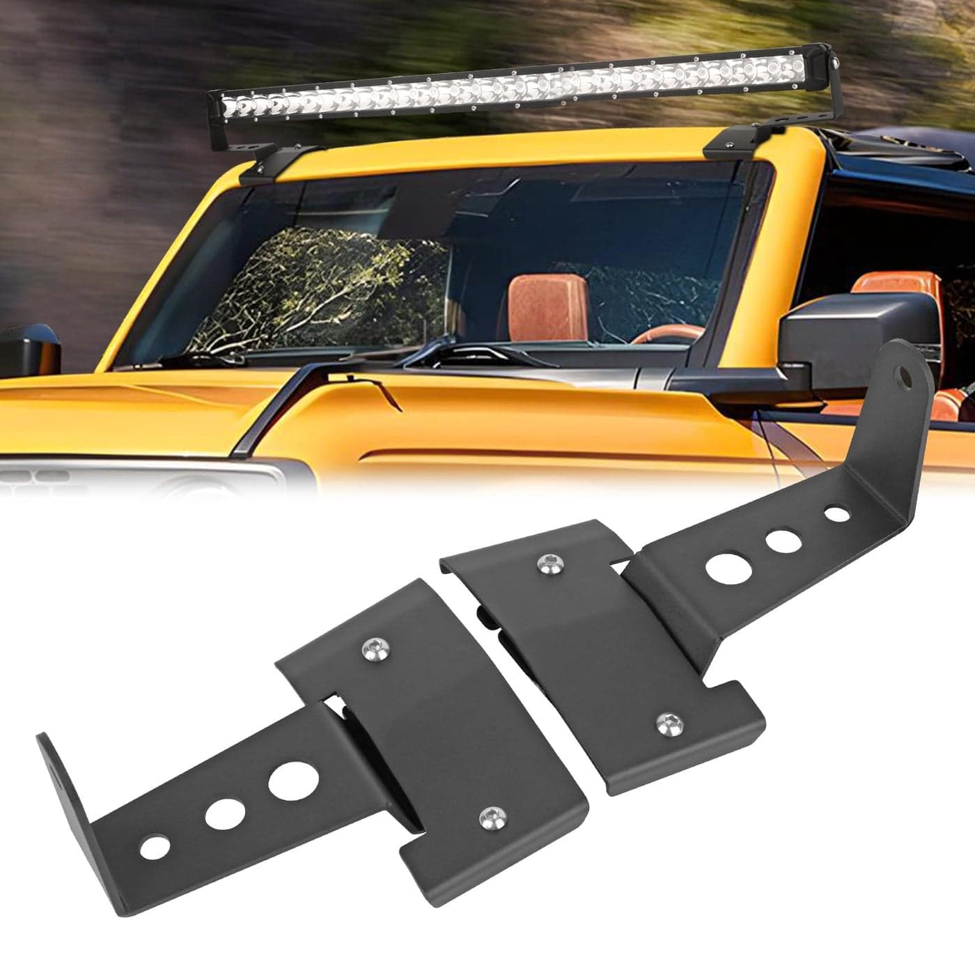 GLOBLED 52 Straight LED Light Bar Mounting Bracket Over Windshield LED Work Light Mount Compatible with Ford Bronco 24 Door 2021 2022 2023 2024