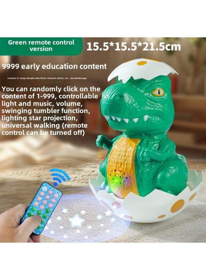 Baby Tumbler Children's Educational Early Education Story Machine Electric Dinosaur Toy Baby Music Projection Light Dance-Color:Green*1-remote Control Model