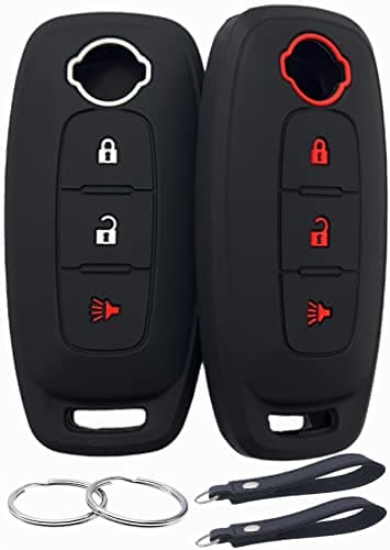 REPROTECTING Silicone Rubber Key Fob Cover Compatible with Nissan Pathfinder Rogue 3 Buttons BlackBlack