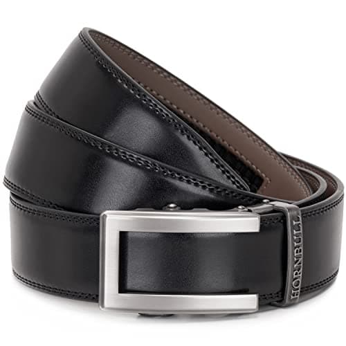 HORNBULL Riga Black Leather Belt for Men | Mens Belt Autolock | Formal and Casual Leather Belt for Men