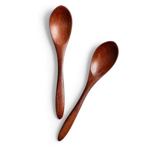 Hefild 2 PCS Small Wooden Spoons, 5.8 Inch Honey Spoons for Tea, Hardwood Wooden Honey Teaspoon for Coffee, Little Tiny Wood Spoons, Bamboo Table Spoon for stirring, Wooden Spoons for Utensils Set