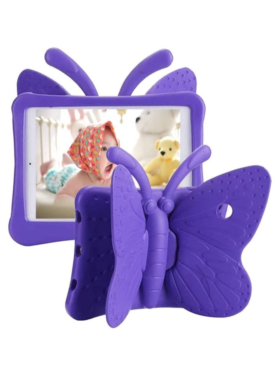 iPad 6th Generation Case for Kids, iPad 9.7 Case, Light Weight Shockproof EVA Foam Protective Tablet Stand Cover Holder for Apple iPad Air/ Air 2 iPad 9.7 2017/ 2018 - Cute Butterfly, Purple