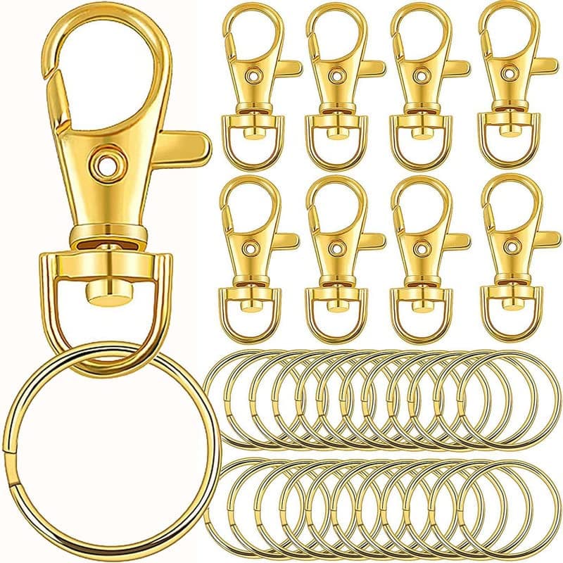 DIY Crafts Pack Of 20 Sets, KC Gold, Pack Of 20 Sets, KC Gold, Choice Available Lobster Claw Clasps Findings Set Swivel Clasps with (Pack Of 20 Sets, KC Gold)