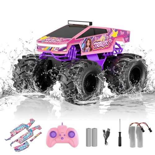 Amphibious Remote Control Car 118 Pink Monster Truck Toys for Girls RC Cars 24 GHz Waterproof RC Trucks 4WD All Terrain OffRoad Pickup Girls Christmas Birthday Gifts Presents Kids Toys Ages 6