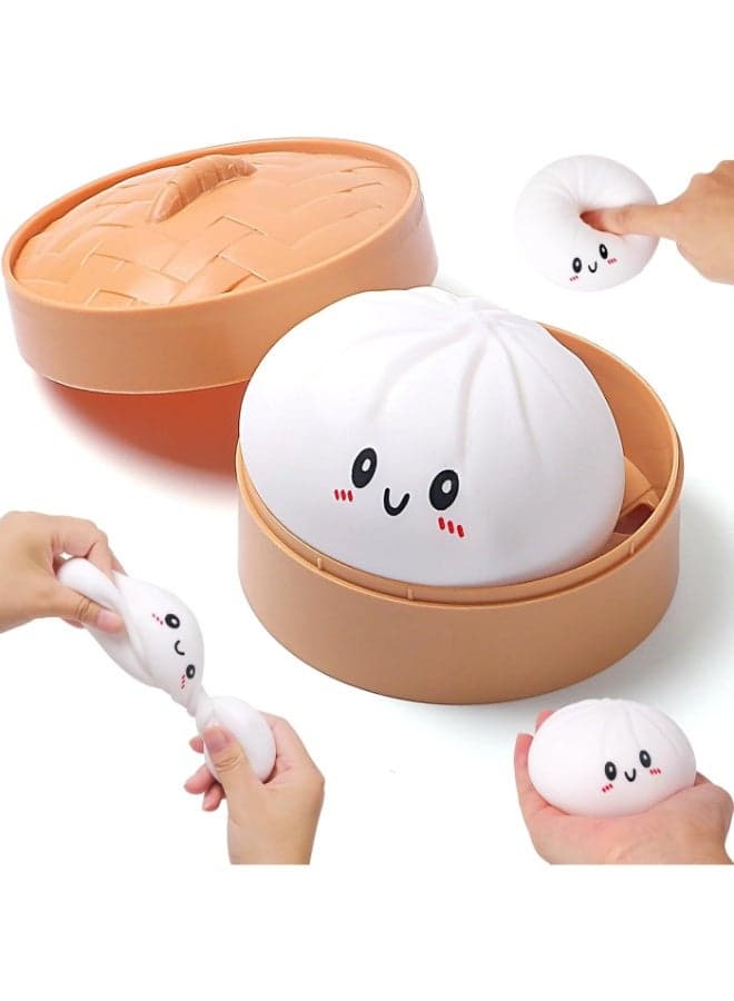 Squishy Dumpling Stress Balls for Adults, Dumpling Squishy Toys for Kids, Dumpling Fidget Sensory Toy, Squeeze Dough Ball Stress Relief Toy, Stretchy Stress...