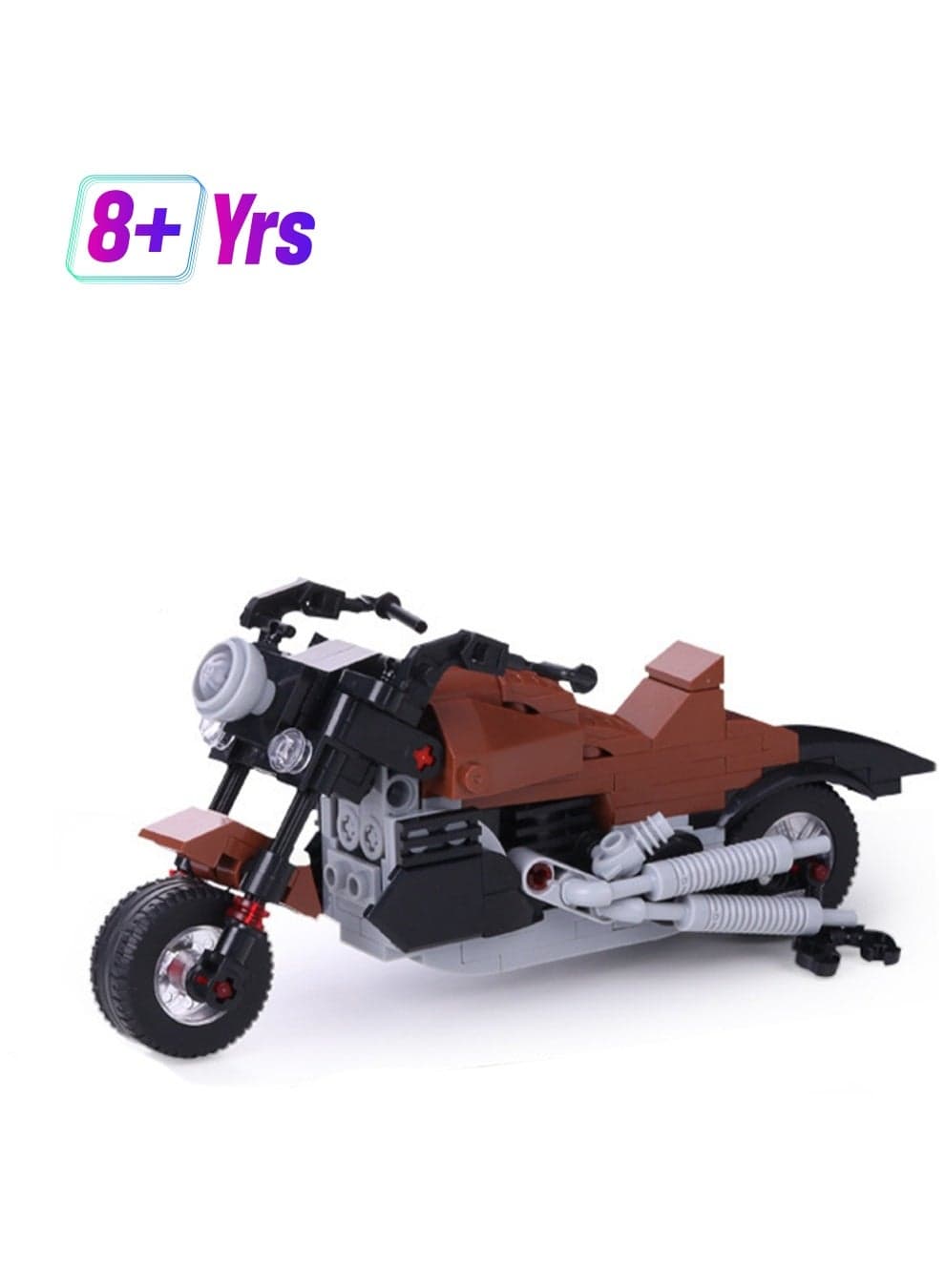 Brown Motorcycle Model Set Building Blocks Creative Diy Simulation Collection Building Assembly Toys Children Adult Home Decorations