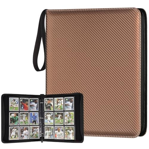 GERMUN 9 Pocket Card Binder Premium Zip Trading Card Binder 720 Double Sided Pocket PU Card Collection Binder Collector Card Album Card Folder for MTG TCG Sports Cards Game Cards Brown