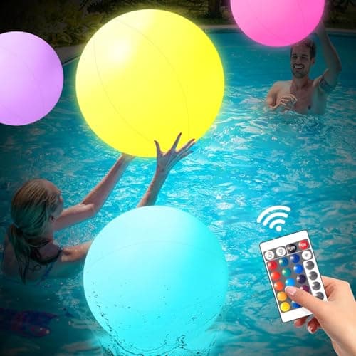 MIAOKE Pool Toys 16 Inch 8 Pack 16 Lighting and 4 Modes LED Beach Ball with Remote ControlSuitable for Pool Games Night Summer Pool PartyOutdoor Everybody Family Games