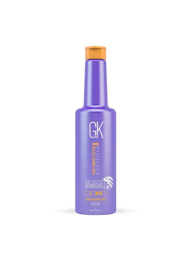 Global Keratin Silver Bombshell Purple Shampoo (9.5 Fl Oz/280ml) For Blonde, Platinum, Ash, Silver & Gray Hair Moisturizes Dry & Damaged Removes Yellow Brassy Tones