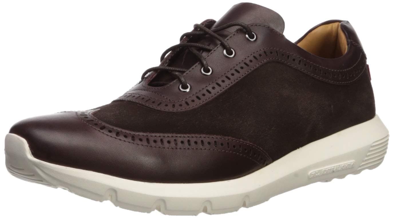 Marc Joseph New York Men's Genuine Leather Extra Lightweight Technology Fashion Wingtip Sneaker Shoe, Wine Nappa/Suede, 8.5 M US