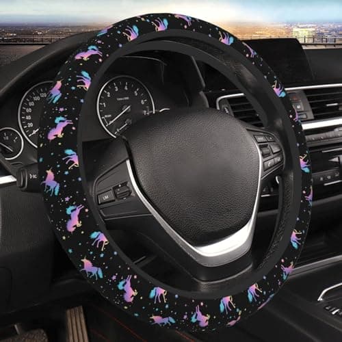 Unicorn Star Steering Wheel Cover for Women Men Girls Car Accessories Decor AntiSlip Neoprene Auto Steering Wheel Covers Protector Universal 15 Inch