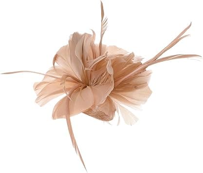 Lurrose Women Fascinator Pink Fascinator Side Hair Clip Flower Hair Pins Vintage Tea Party Headband Wedding Accessories for Girls Ladies