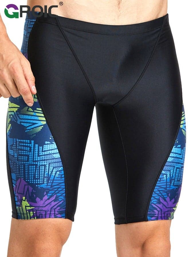 Men's Swim Trunks, Professional Swim Jammers Men's Quick Dry Swimming Trunks, Athletic Compression Training Swimsuit Durable Chlorine Resistant Swim Shorts for Swimming, Surfing, Diving