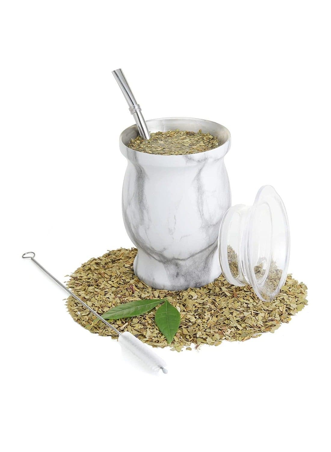 Yerba Mate Tea Cup, Stainless Steel Double Walled Easy Wash Household Insulation Gourds for Loose Leaf Drinking, Includes Bombilla Straw and Cleaning Brush, 230 ML