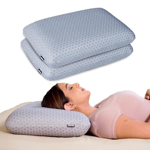 CareFoam Orthopedic Memory Foam Pillow for Comfortable Sleep, Neck & Shoulder Pain Relief with Removable Zipper Grey Jacquard Cover 24 x 15 x 5 Inch Pack of 2