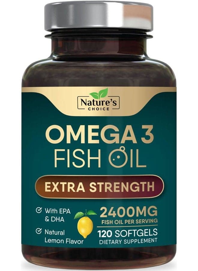 Omega 3 Fish Oil Supplement 2400mg - Triple Potency EPA & DHA Omega 3 Fish Oil, Essential Fatty Acids Supplement Softgels, Health Supplement