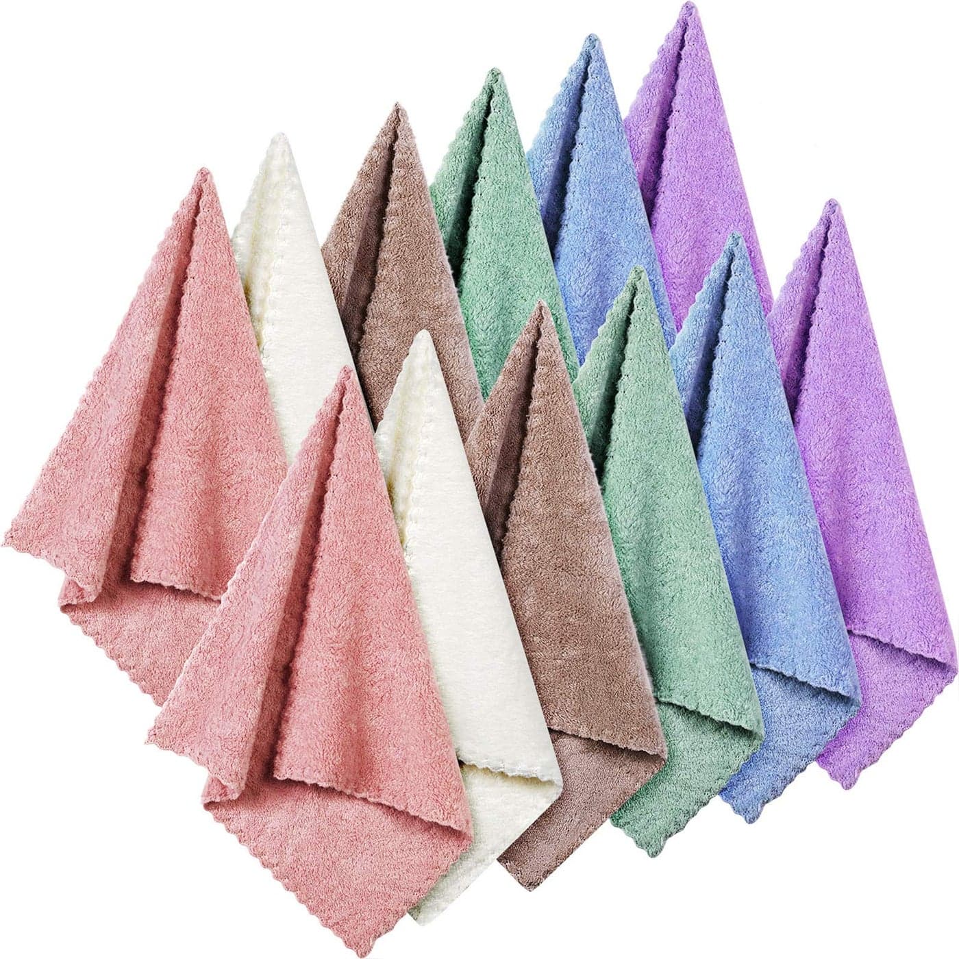 Syhood 12 Pieces Face Wash Cloth 12 x 12 in Makeup Remover Cloths Towel Coral Velvet Facial Microfiber Soft Fast Drying Facial Cleansing Towel for Face(Beige, Blue, Purple, Brown, Green, Pink)