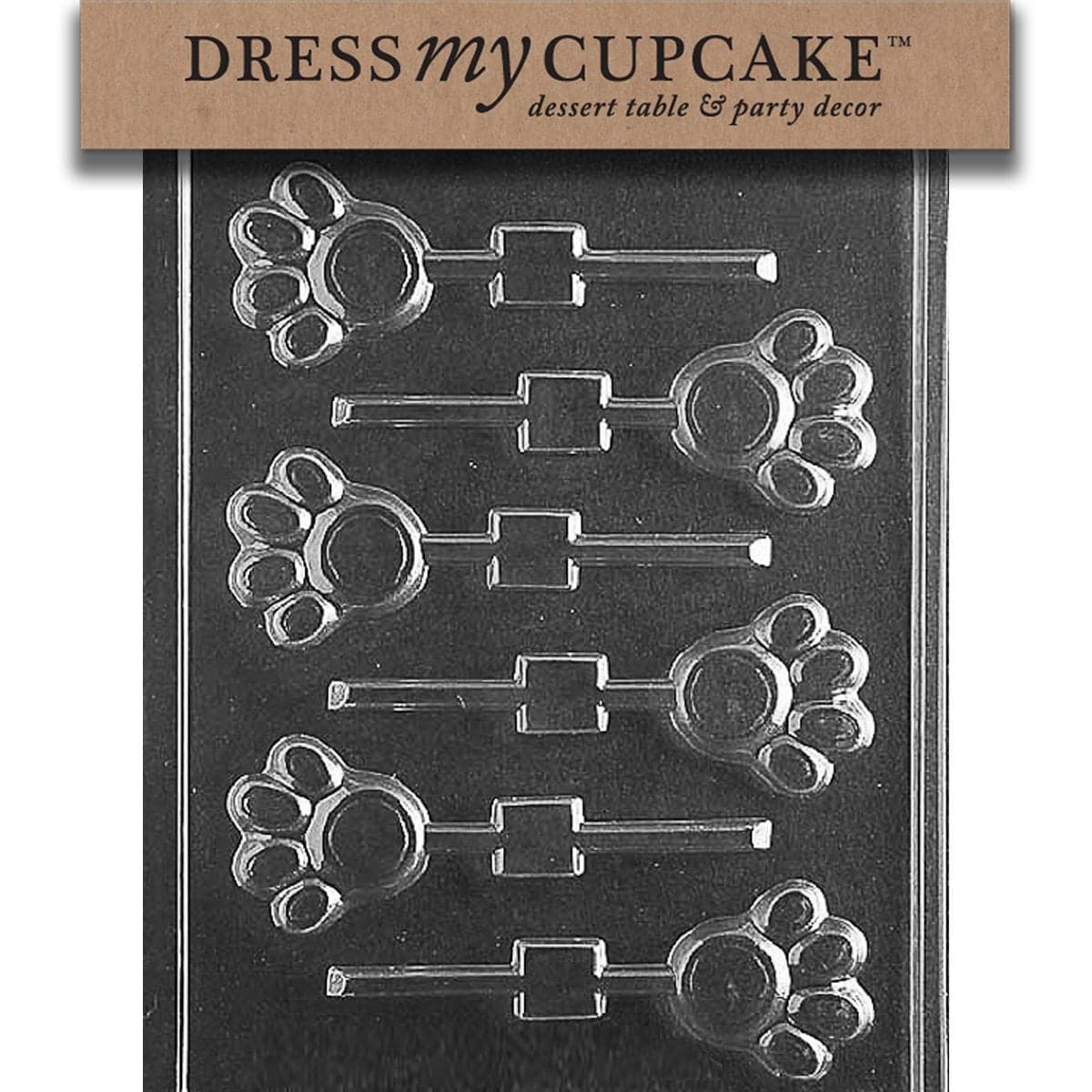 Dress My Cupcake Chocolate Candy Mold Paw Print Lollipop