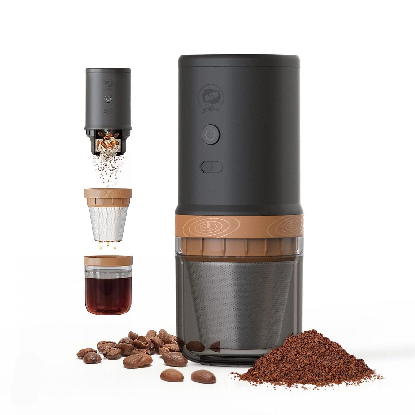 i Cafilas Electric Coffee Grinder Coffee Maker Portable Grinder Stainless Steel Whole Bean for Outdoor Sport Lover French Press Drip Coffee Reusable Espresso Capsules Turkish Brew