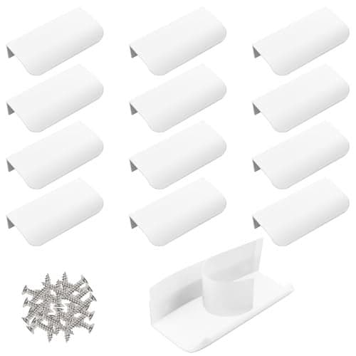 MOROBOR 16 Pack Finger Edge Pull SelfStick Instant Cabinet Drawer Pulls Concealed Drawer Pulls Modern Style Drawer Handle for Cabinet Hardware Drawer Wardrobe 80mmWhite