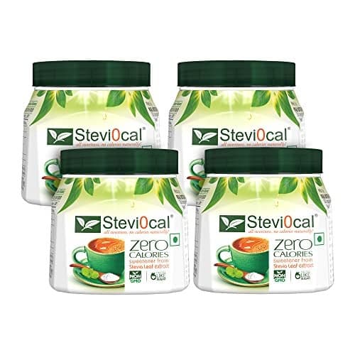 Stevi0cal Stevia Sweetener Powder | 100% Sugar Free Natural | Zero Calorie for Weight Management, Diet, Diabetic Friendly | 200 gm Jar - Pack of Four (4 x 200gm)