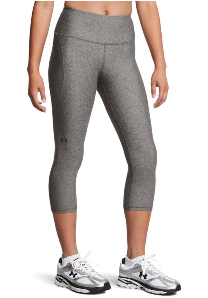 Under Armour Women's HeatGear Armour High Waisted Pocketed No-Slip Capri - Charcoal Light Heather